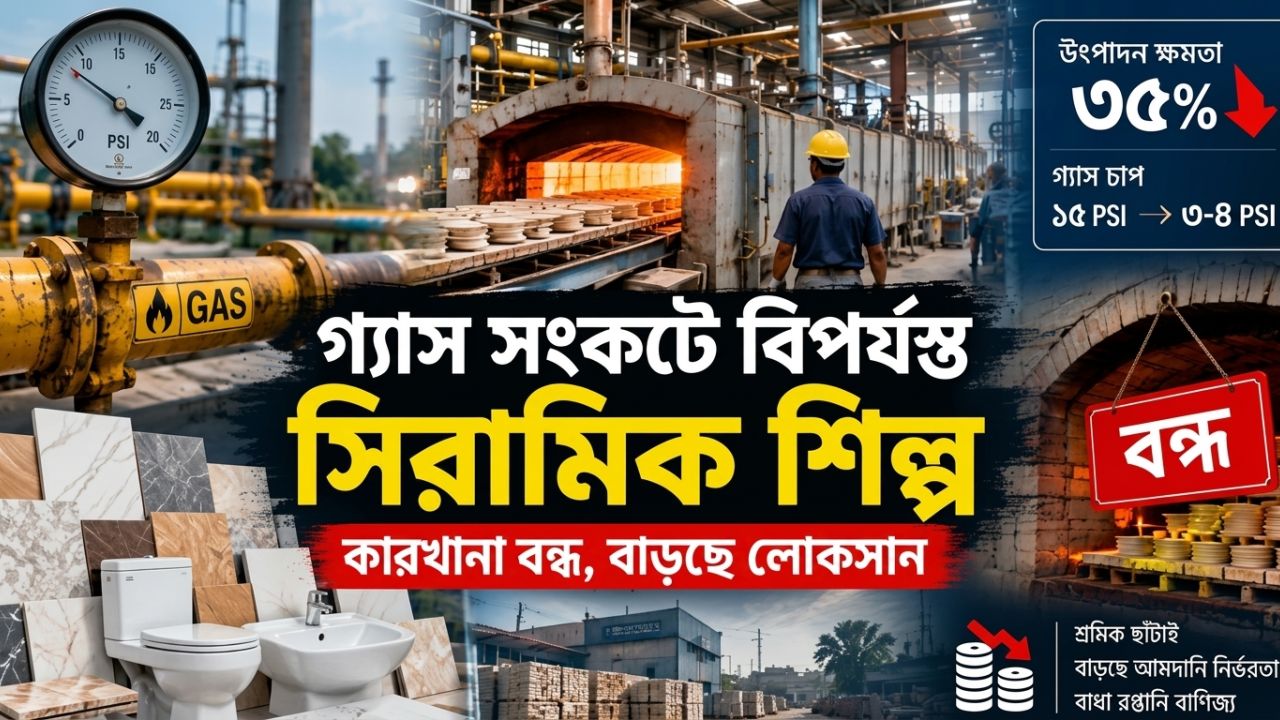 গ্যাস সংকটে সিরামিক শিল্পে বড় ধাক্কা, বাড়ছে উৎপাদন ব্যয়
