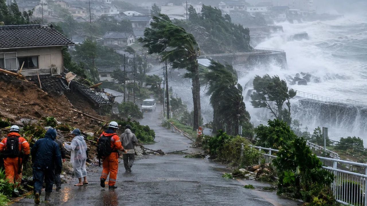 জাপানে শক্তিশালী টাইফুন দুজুয়ানের আঘাত, ১৯ লাখ মানুষকে সরিয়ে নেওয়ার নির্দেশ