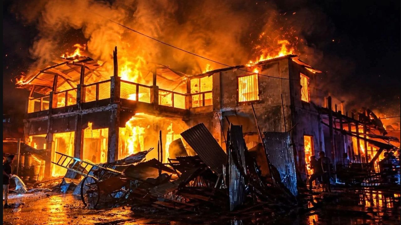 গৌরীপুরে ভয়াবহ আগুন: ঐতিহাসিক ঝলমল সিনেমা হলসহ ২০টি দোকান ভস্মীভূত